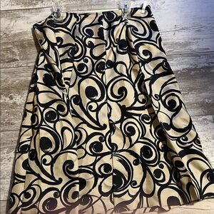 Talbots Black and Cream A-Line Silk Skirt